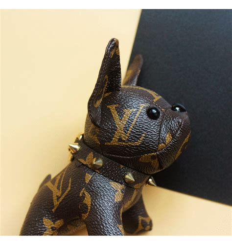 lv french bulldog pu leather keychain bag charm|louis vuitton keychain.